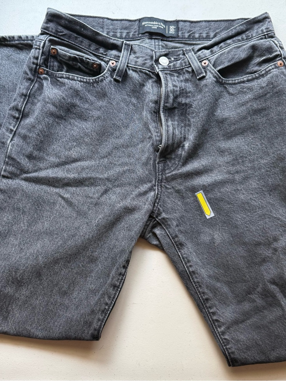 Abercrombie & Fitch Men's Washed Gray Relaxed Jeans